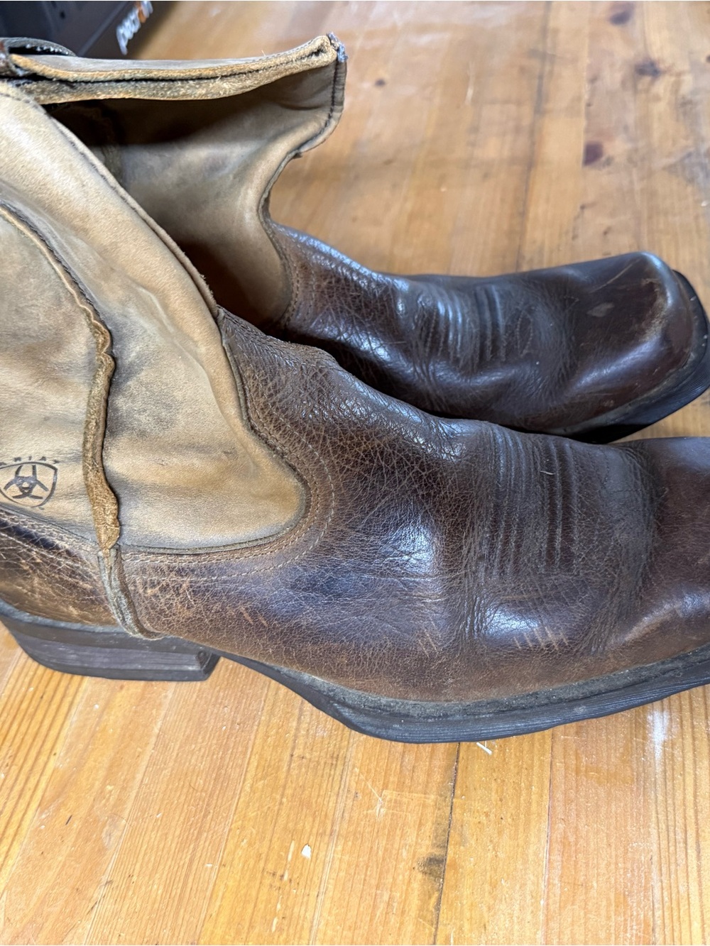 Ariat Brown Leather Pull-On Western Work Boots